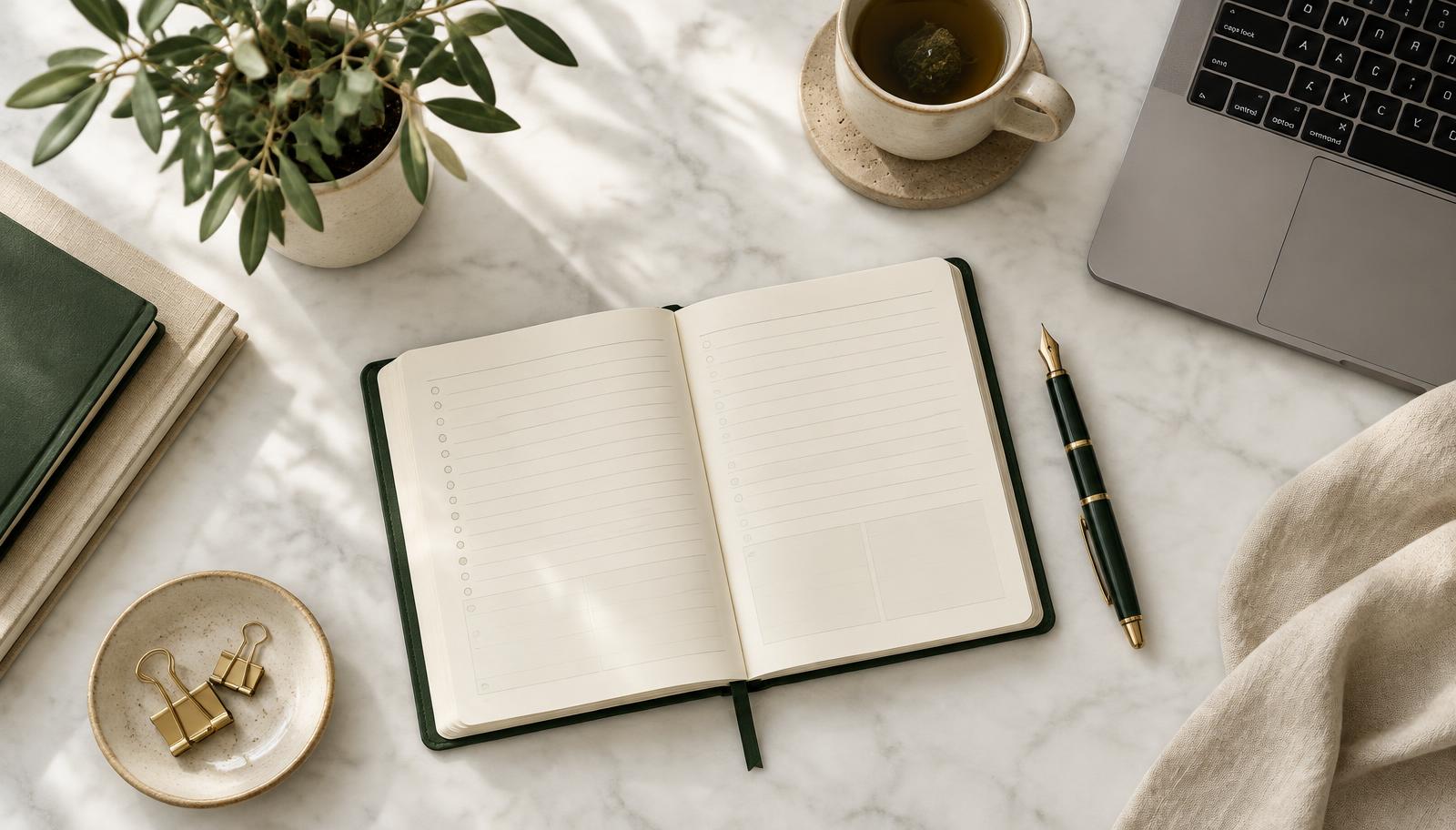 A tidy, organised assistant's workspace